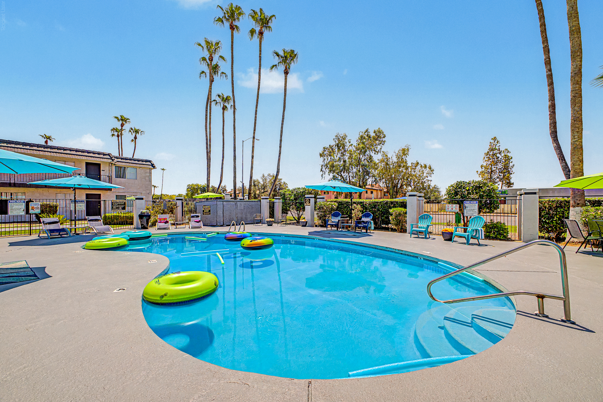 Swimming Pool with Palm Trees Beyond